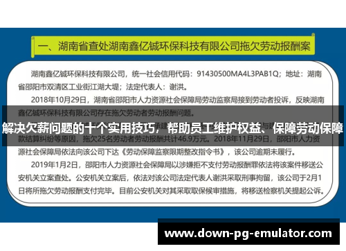 解决欠薪问题的十个实用技巧，帮助员工维护权益、保障劳动保障